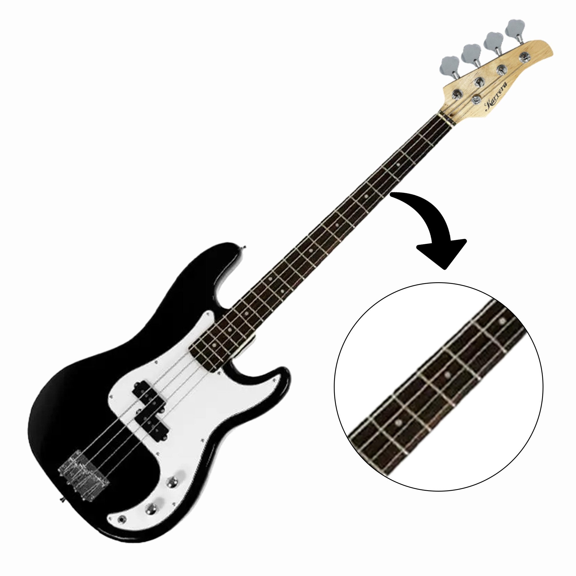 Guitars: Karrera 39in Electric Guitar Bass Tuner Music 4-String Instrument Full Size Black