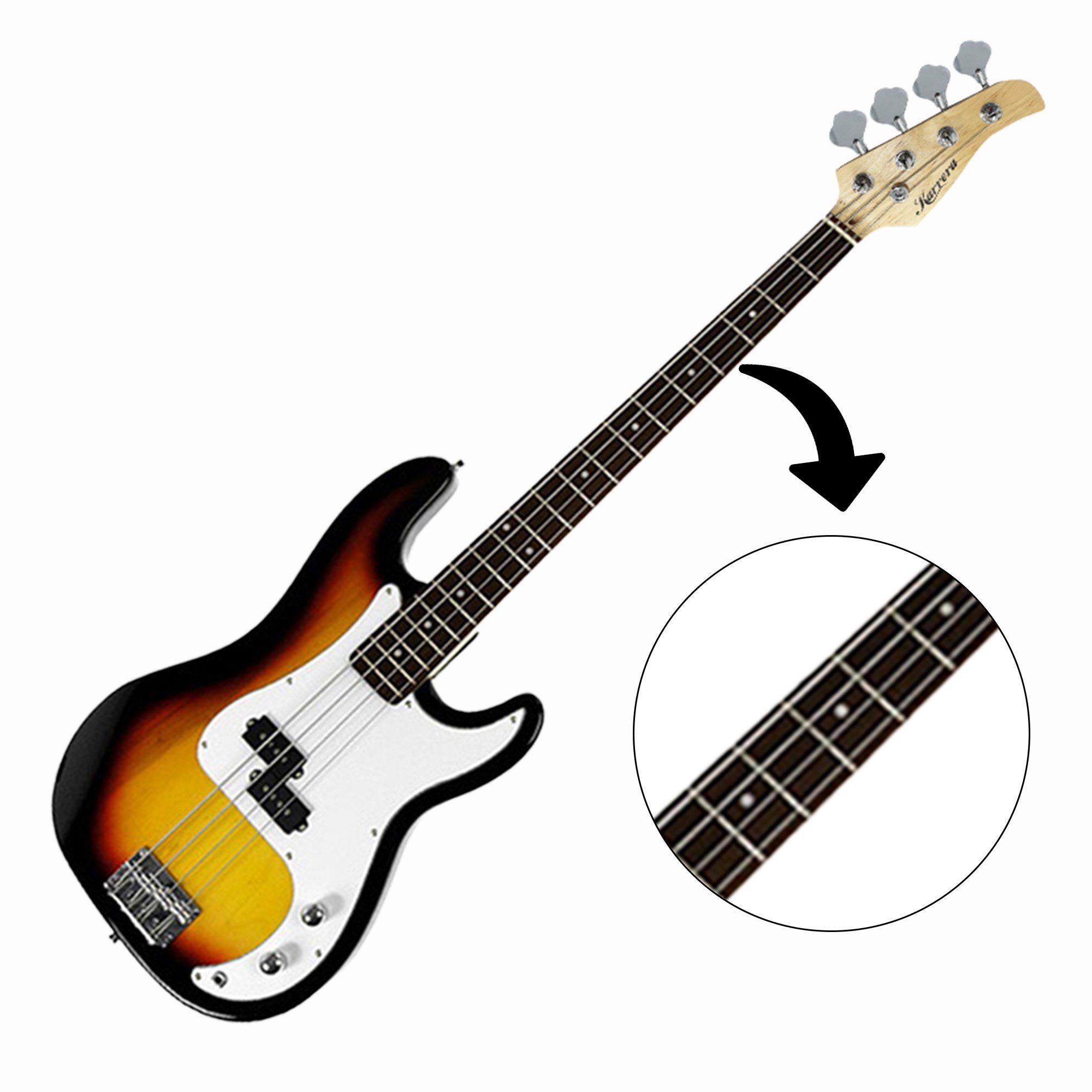 Guitars: Karrera 39in Electric Guitar Bass Tuner Music 4-String Instrument Full Size Sunburst