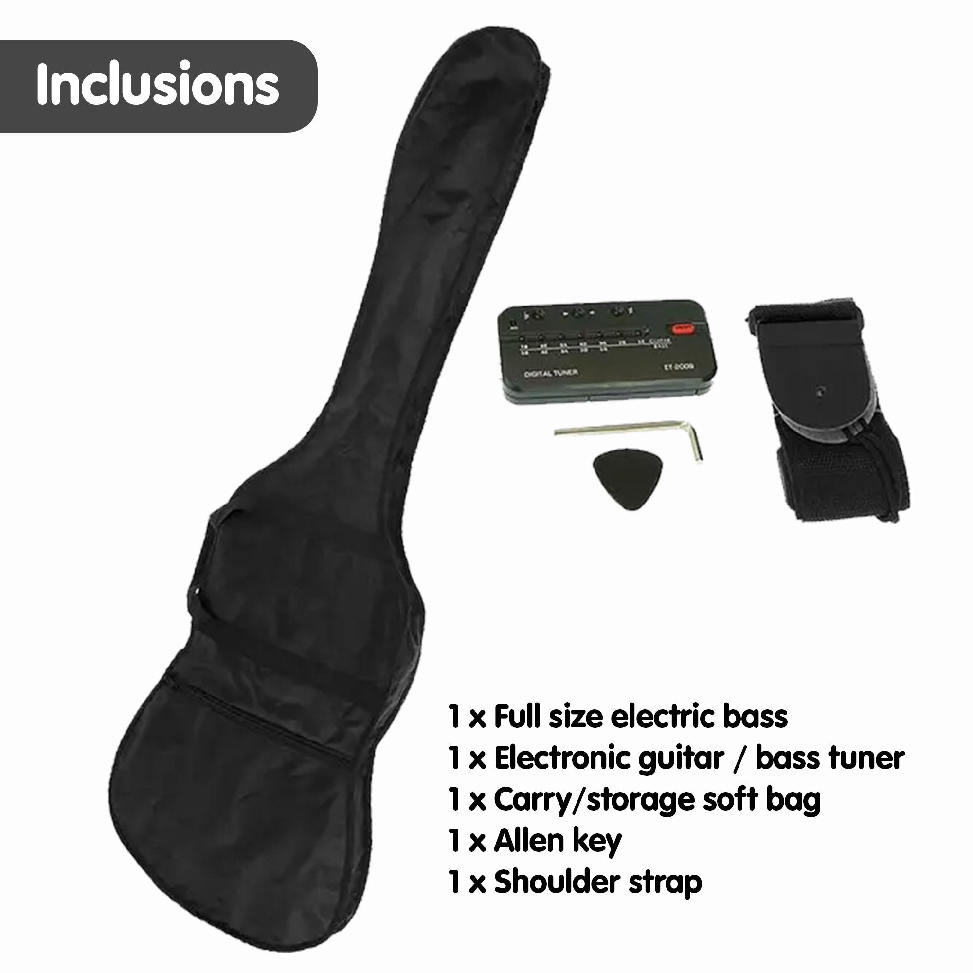 Guitars: Karrera 39in Electric Guitar Bass Tuner Music 4-String Instrument Full Size Sunburst