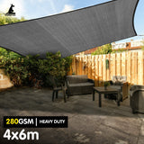 Canopies & Gazebos: Wallaroo 280gsm Outdoor Sun Shade Sail Canopy Grey - 4m X 6m