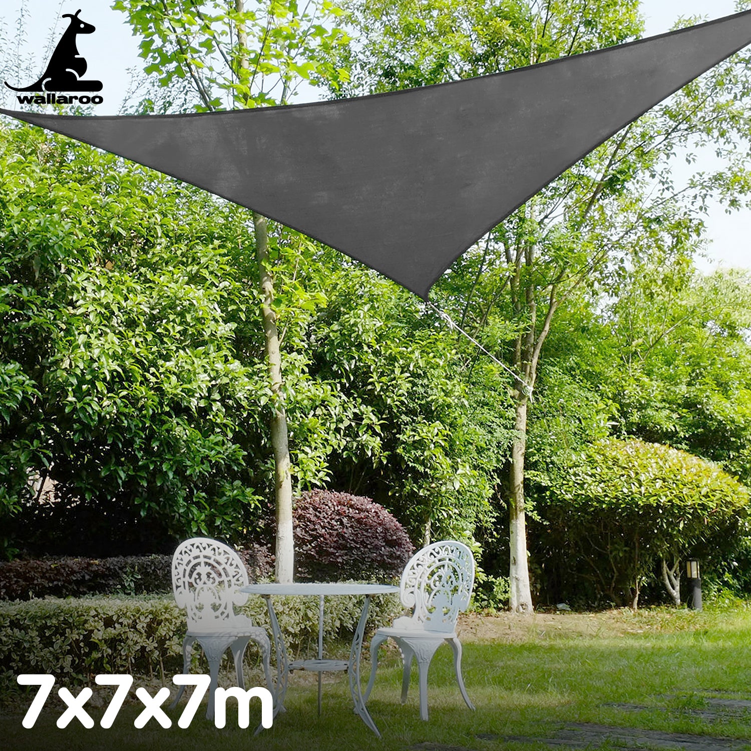 Canopies & Gazebos: Wallaroo Outdoor Sun Shade Sail Canopy Grey Triangle 7 x 7 x 7M