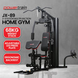 Exercise Bikes: Powertrain Jx-89 Multi Station Home Gym 68kg Weight Cable Machine