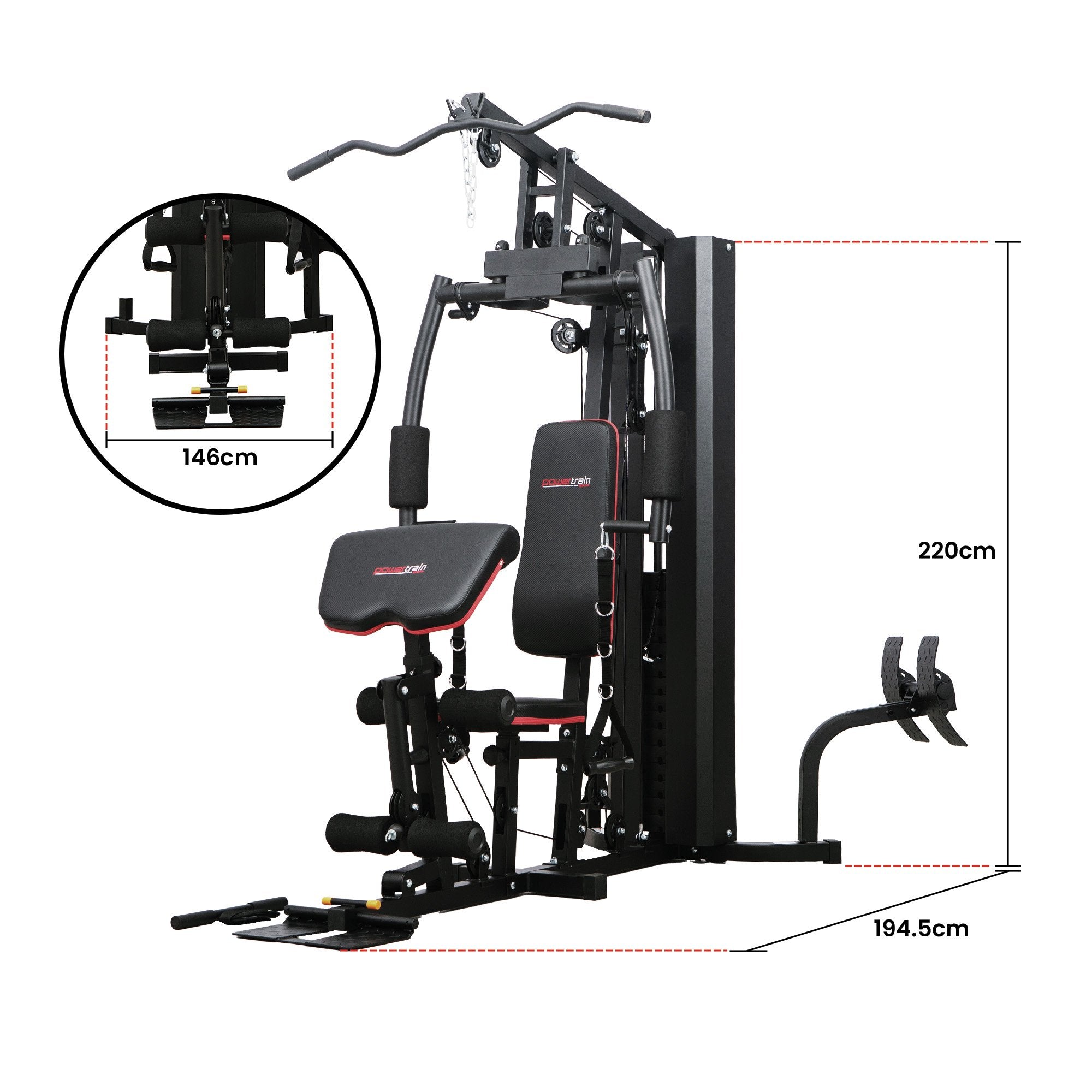 Exercise Bikes: Powertrain Jx-89 Multi Station Home Gym 68kg Weight Cable Machine