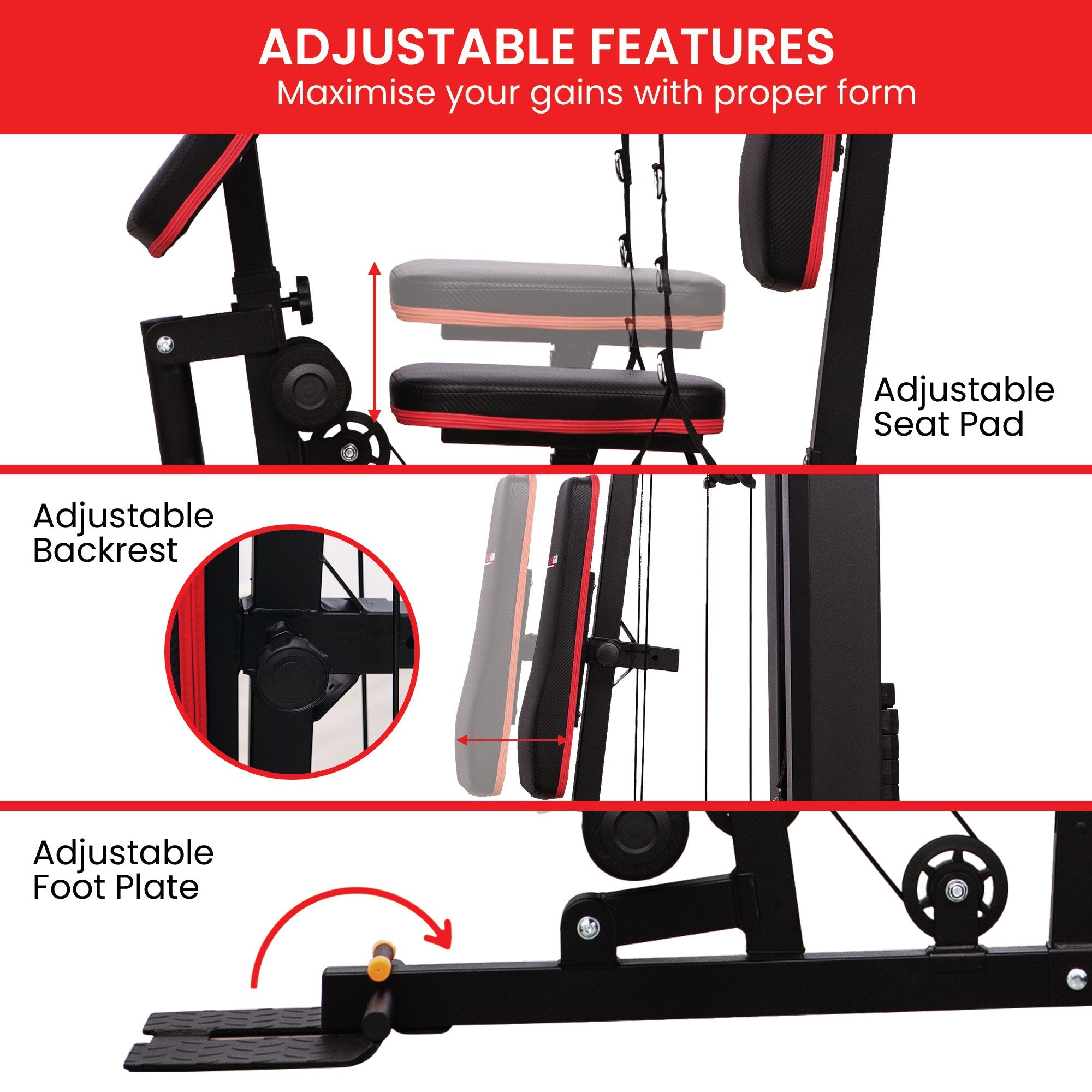 Exercise Bikes: Powertrain Jx-89 Multi Station Home Gym 68kg Weight Cable Machine
