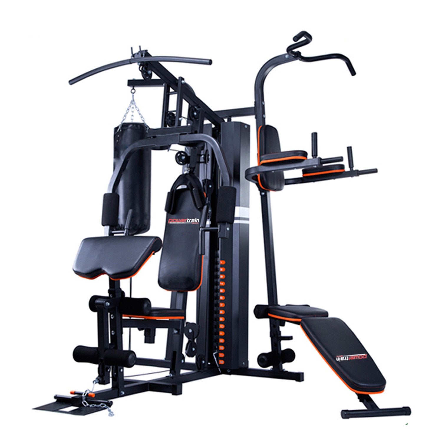 Boxing & Martial Arts: Powertrain Multi Station Home Gym 150lbs Weights Punching Bag