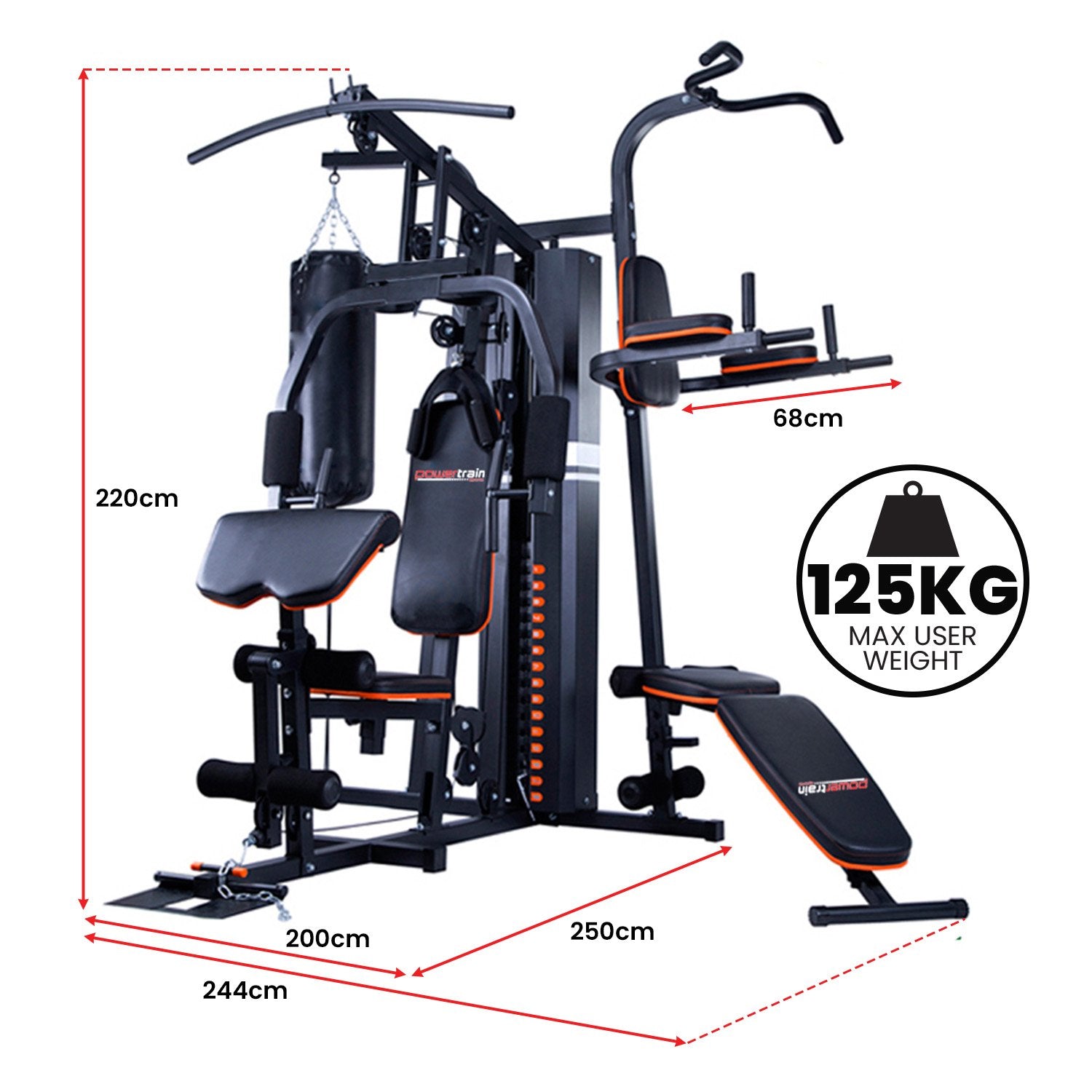 Boxing & Martial Arts: Powertrain Multi Station Home Gym 150lbs Weights Punching Bag