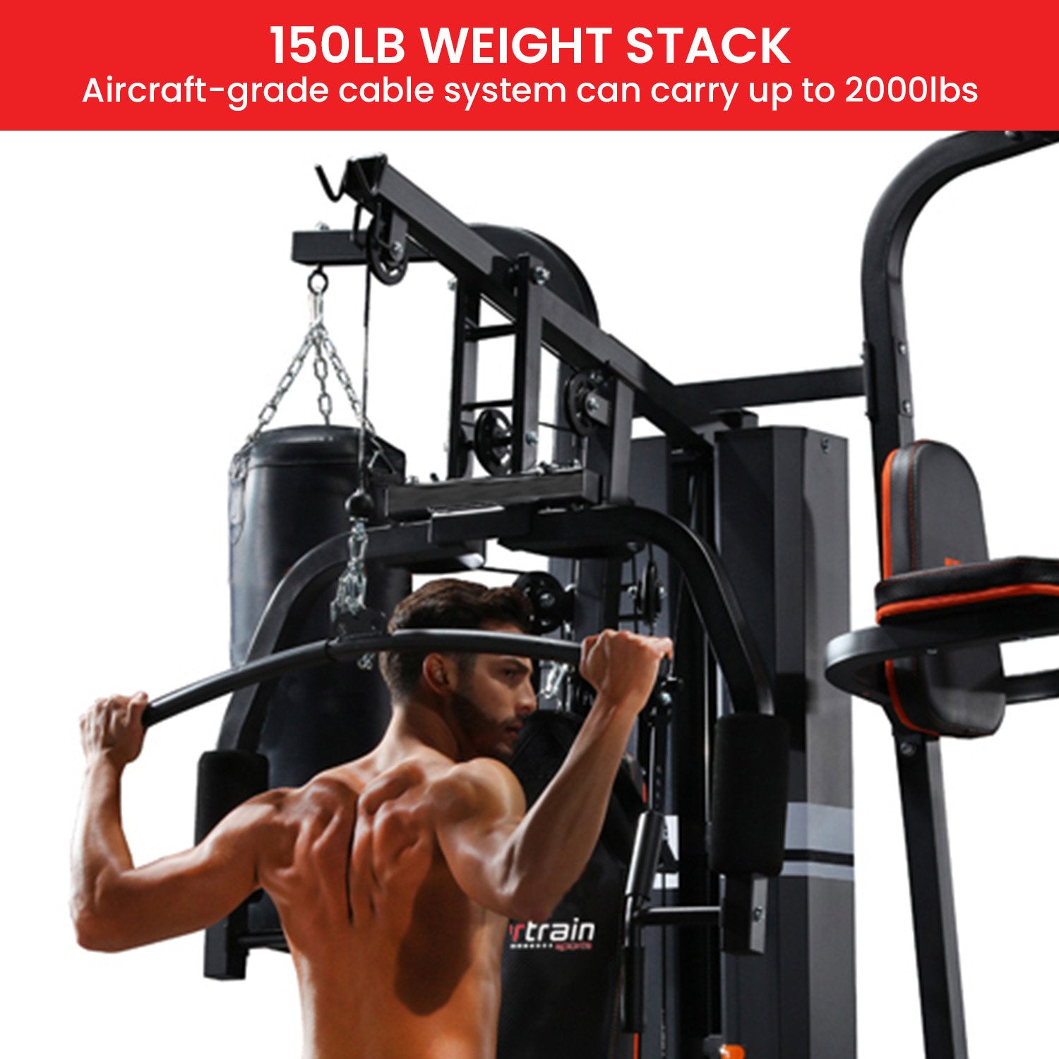 Boxing & Martial Arts: Powertrain Multi Station Home Gym 150lbs Weights Punching Bag