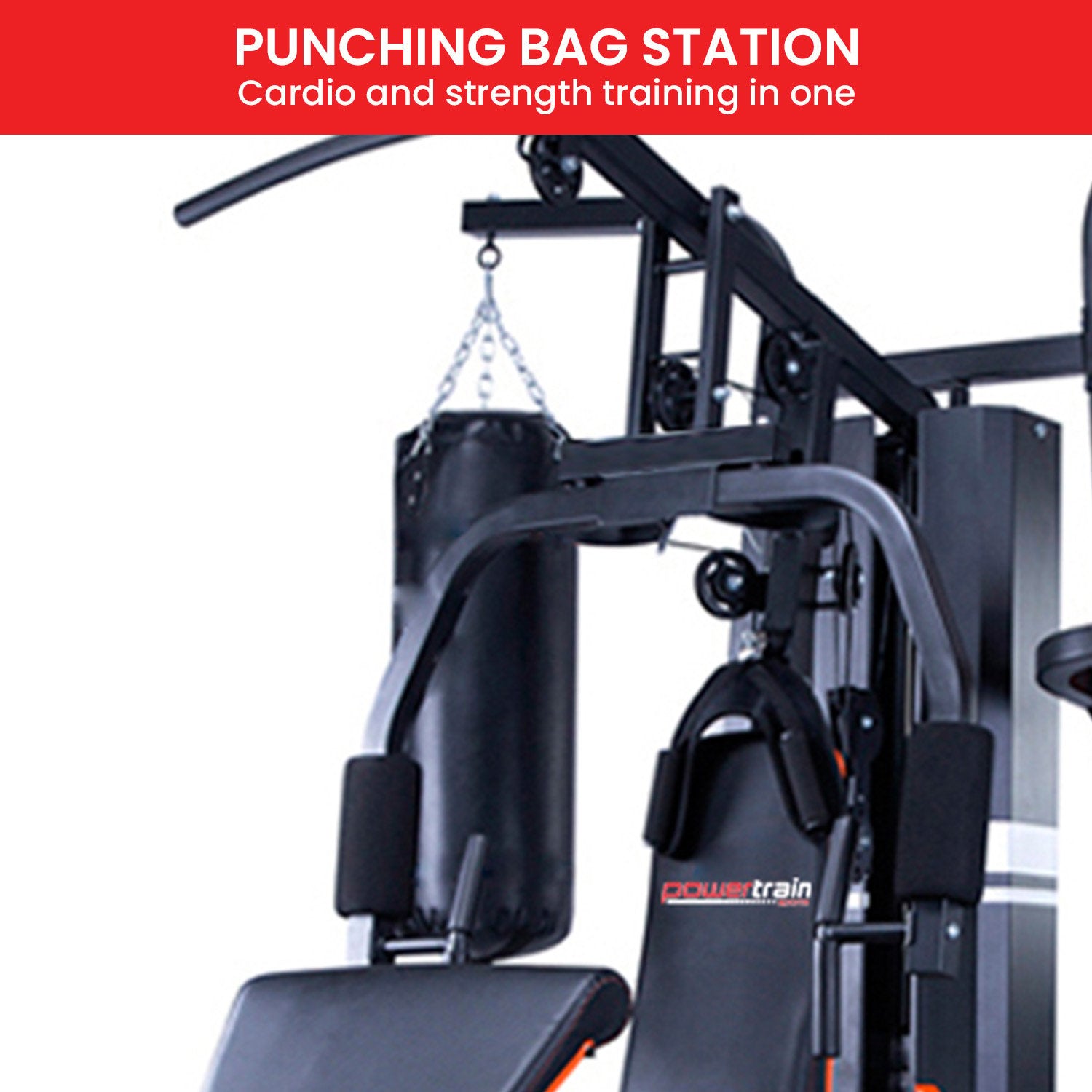 Boxing & Martial Arts: Powertrain Multi Station Home Gym 150lbs Weights Punching Bag