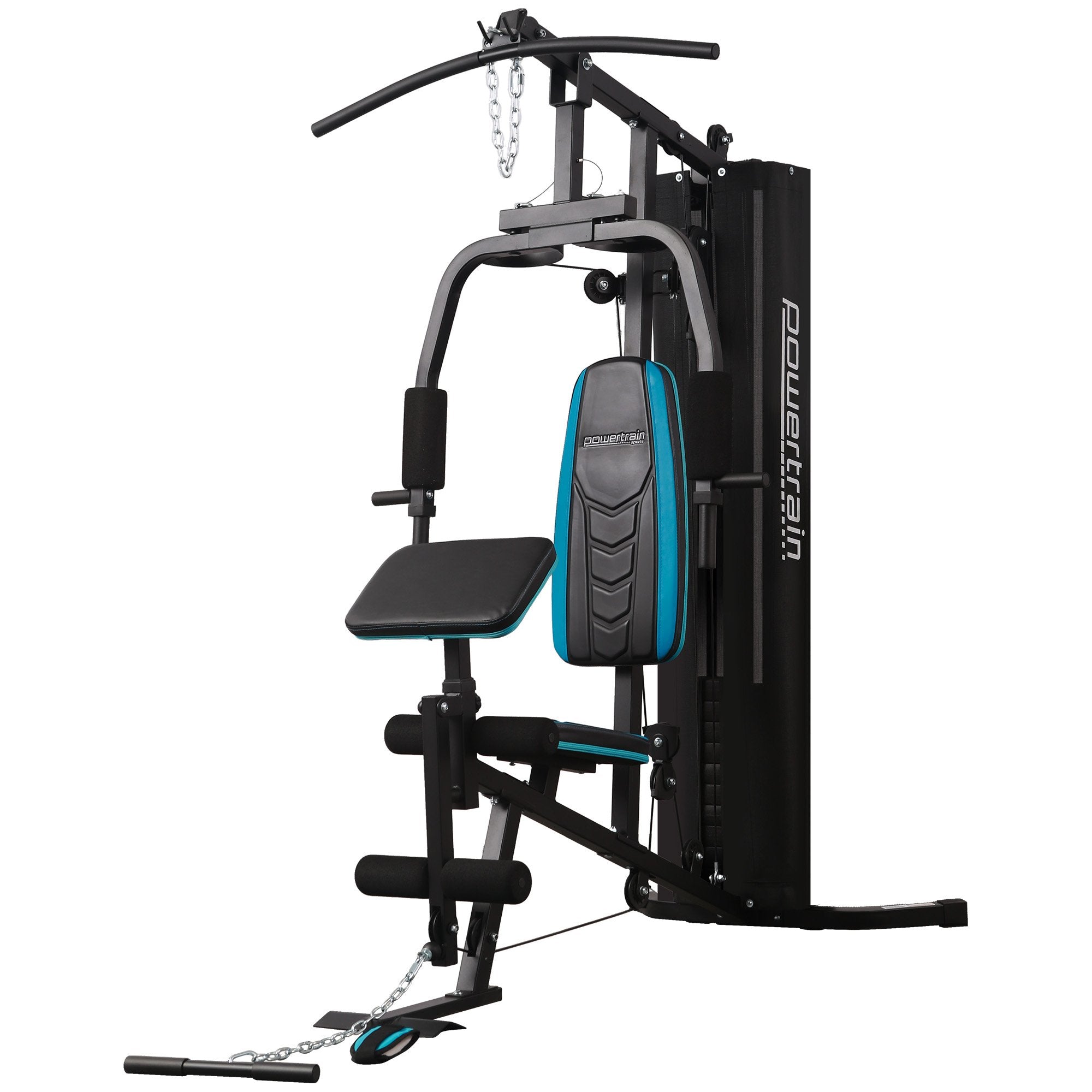 Exercise Bikes: Powertrain JX-300 Multi Station Home Gym 44kg Weight Stack Cable Machine, Curl Pad Leg Extension and Pull-down Bar