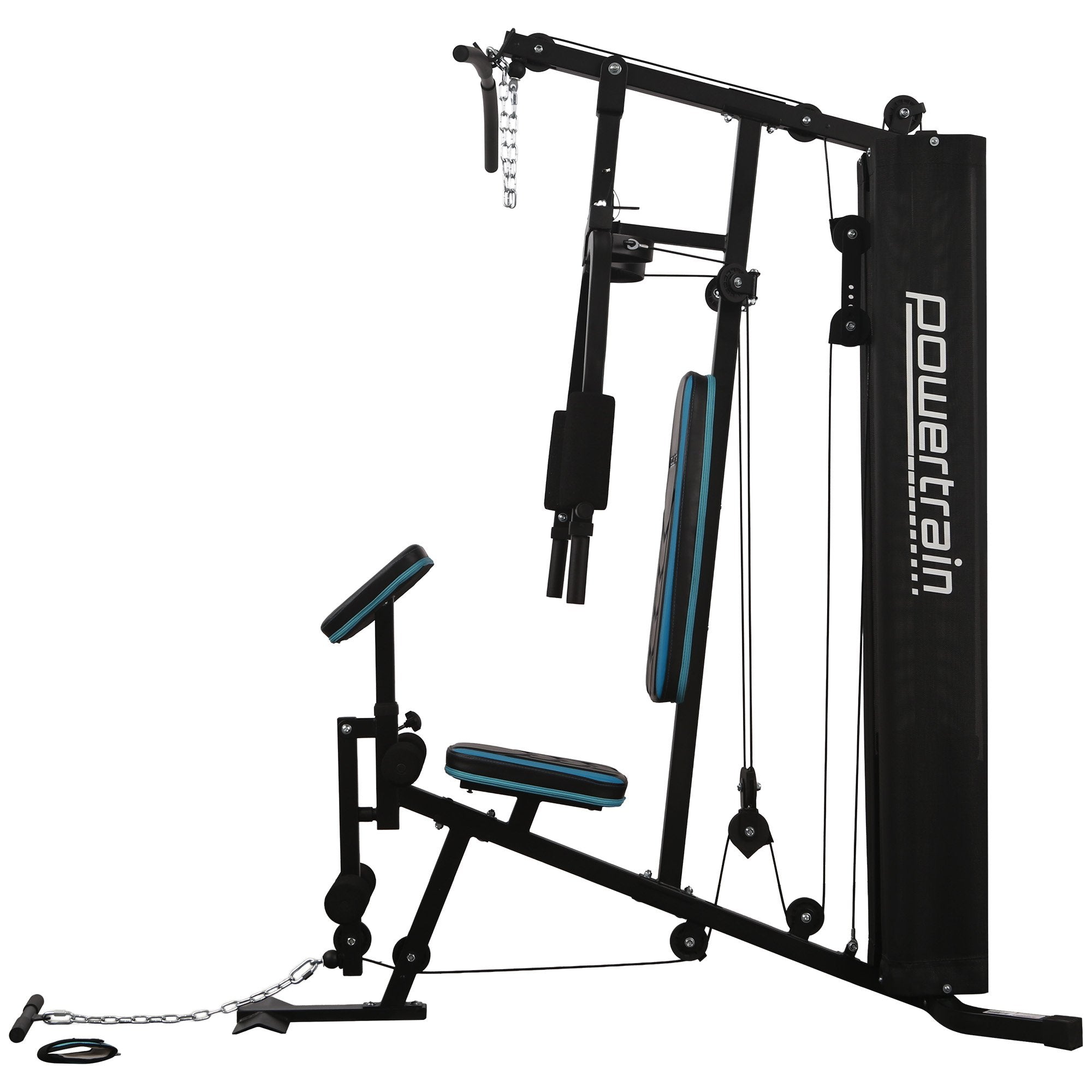 Exercise Bikes: Powertrain JX-300 Multi Station Home Gym 44kg Weight Stack Cable Machine, Curl Pad Leg Extension and Pull-down Bar