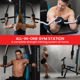 Exercise Bikes: Powertrain JX-300 Multi Station Home Gym 44kg Weight Stack Cable Machine, Curl Pad Leg Extension and Pull-down Bar