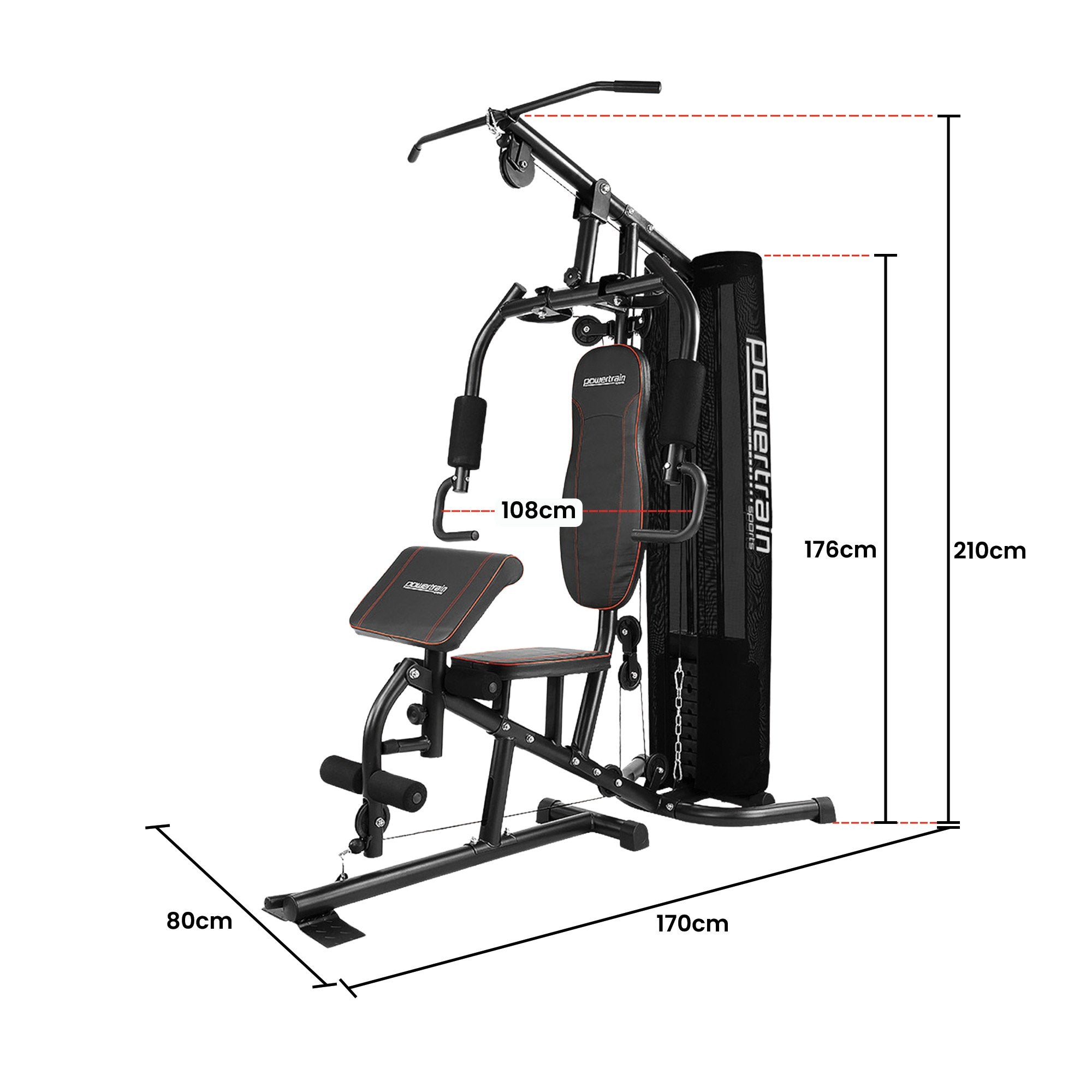 Weightlifting Machines & Racks: Powertrain Multi Station Home Gym With 68kg Weights Preacher Curl Pad