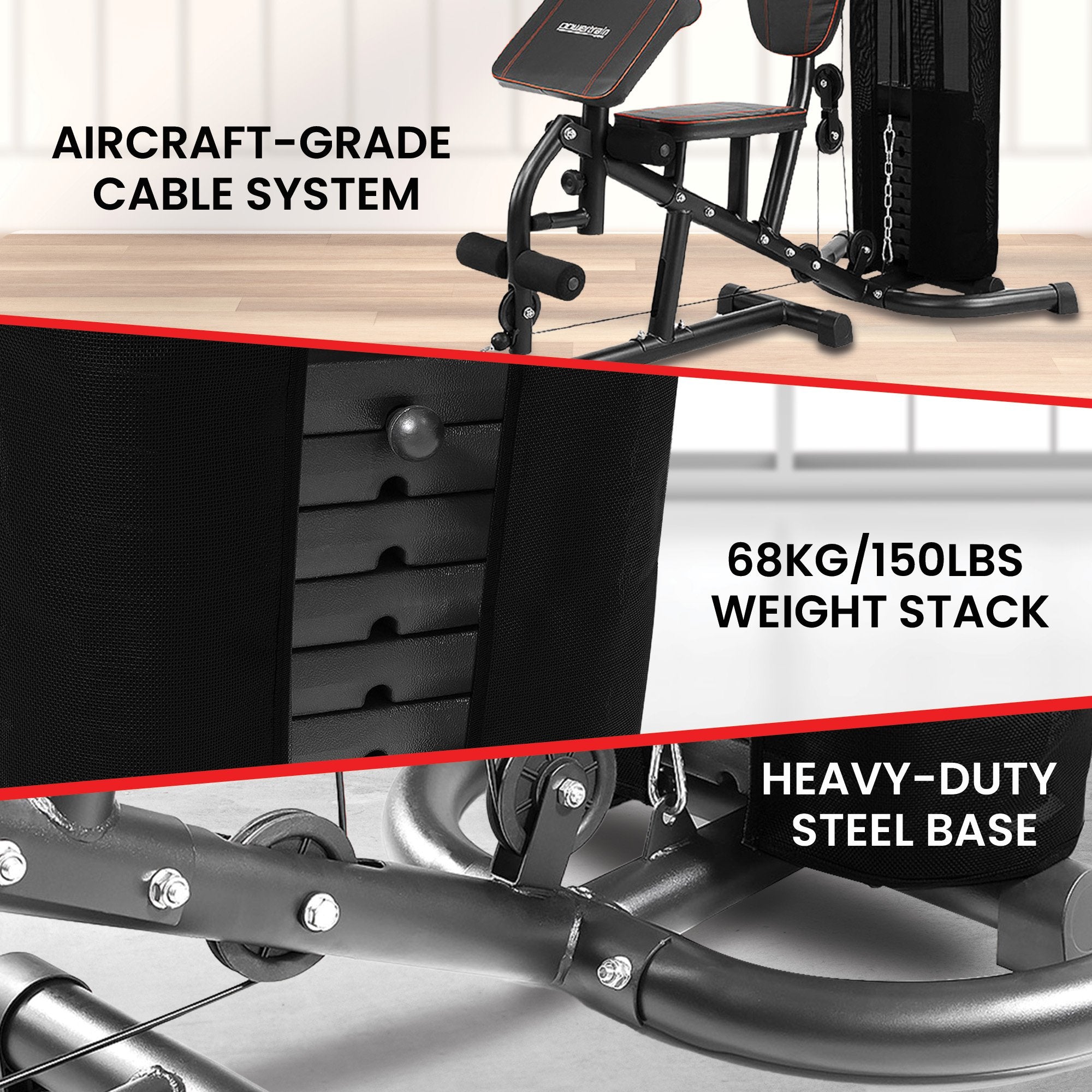 Weightlifting Machines & Racks: Powertrain Multi Station Home Gym With 68kg Weights Preacher Curl Pad