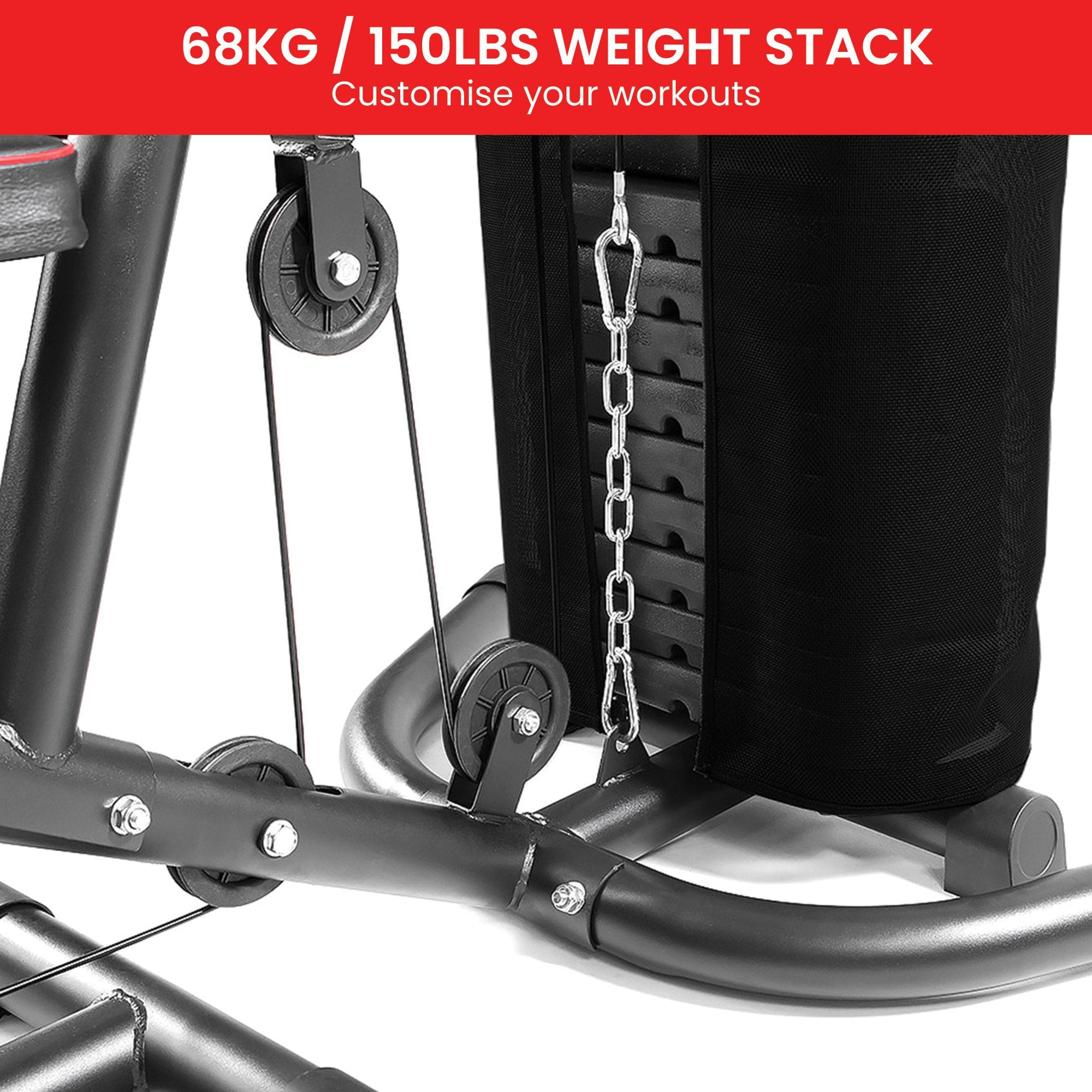 Weightlifting Machines & Racks: Powertrain Multi Station Home Gym With 68kg Weights Preacher Curl Pad