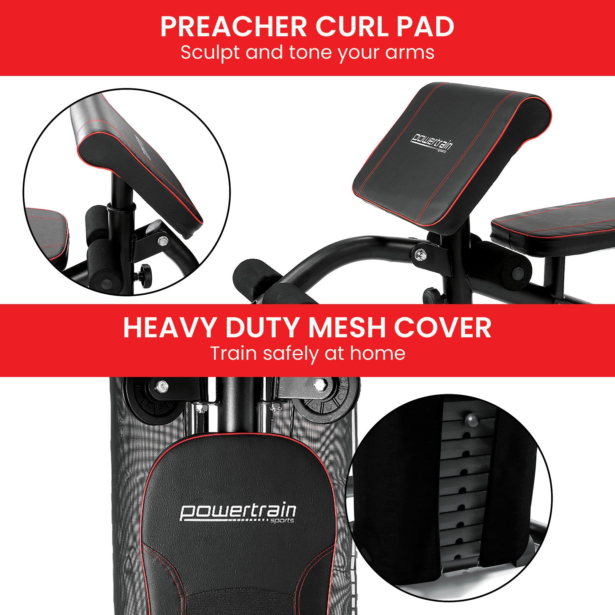 Weightlifting Machines & Racks: Powertrain Multi Station Home Gym With 68kg Weights Preacher Curl Pad