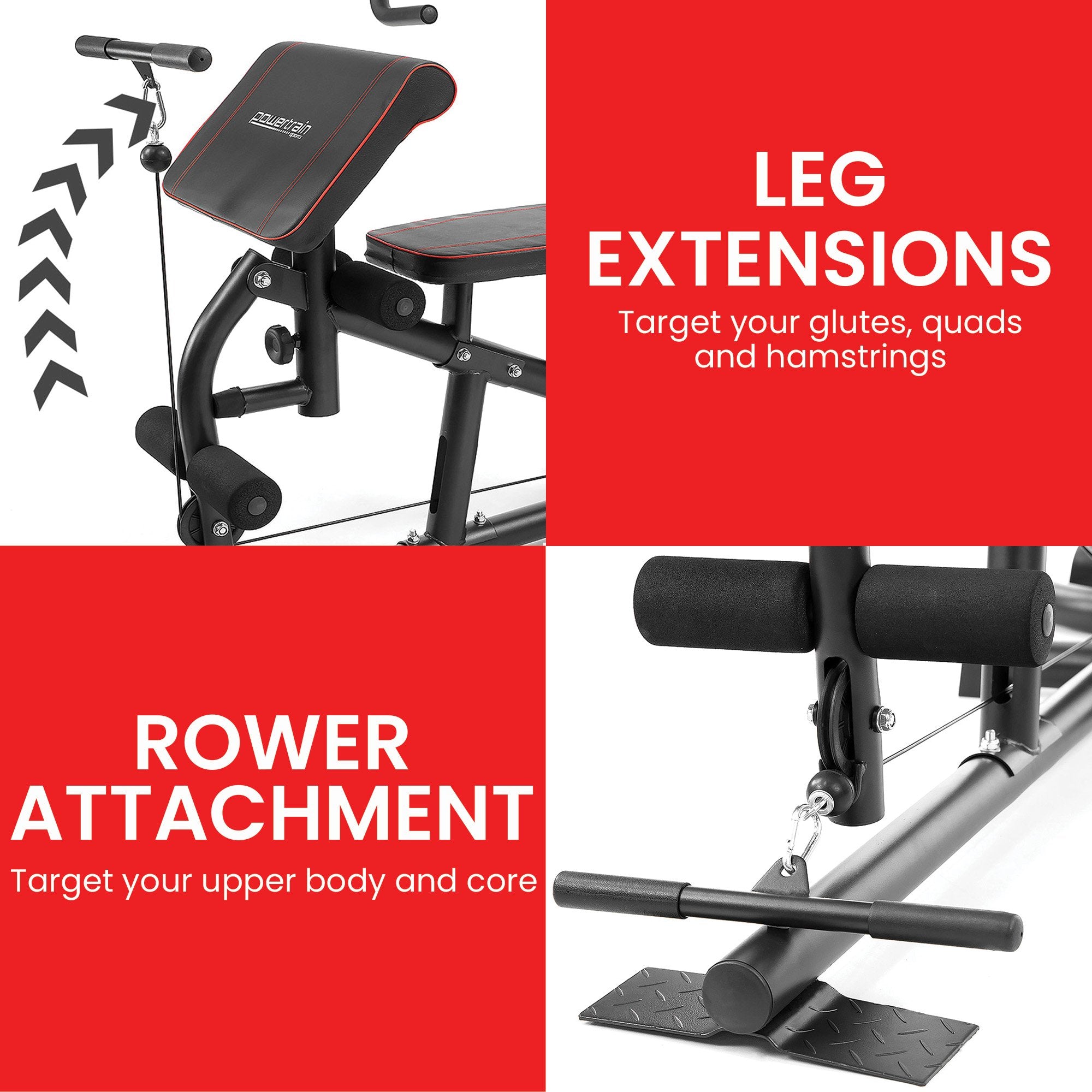 Weightlifting Machines & Racks: Powertrain Multi Station Home Gym With 68kg Weights Preacher Curl Pad