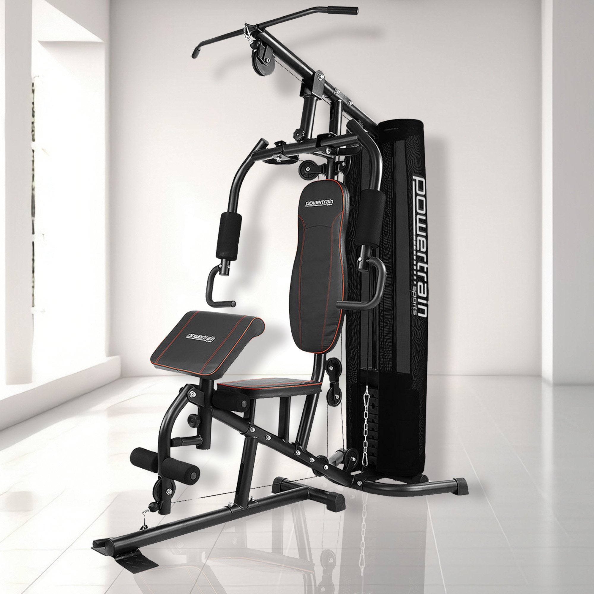 Weightlifting Machines & Racks: Powertrain Multi Station Home Gym With 68kg Weights Preacher Curl Pad
