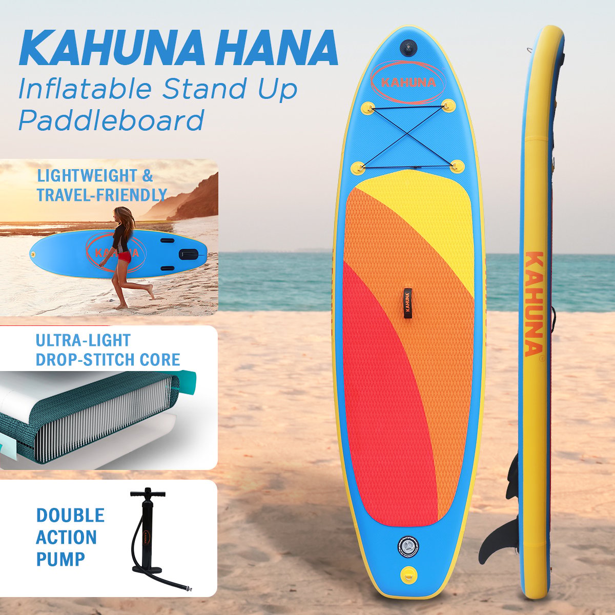 Paddleboards: Kahuna Hana Inflatable Stand Up Paddle Board 10FT w/ iSUP Accessories