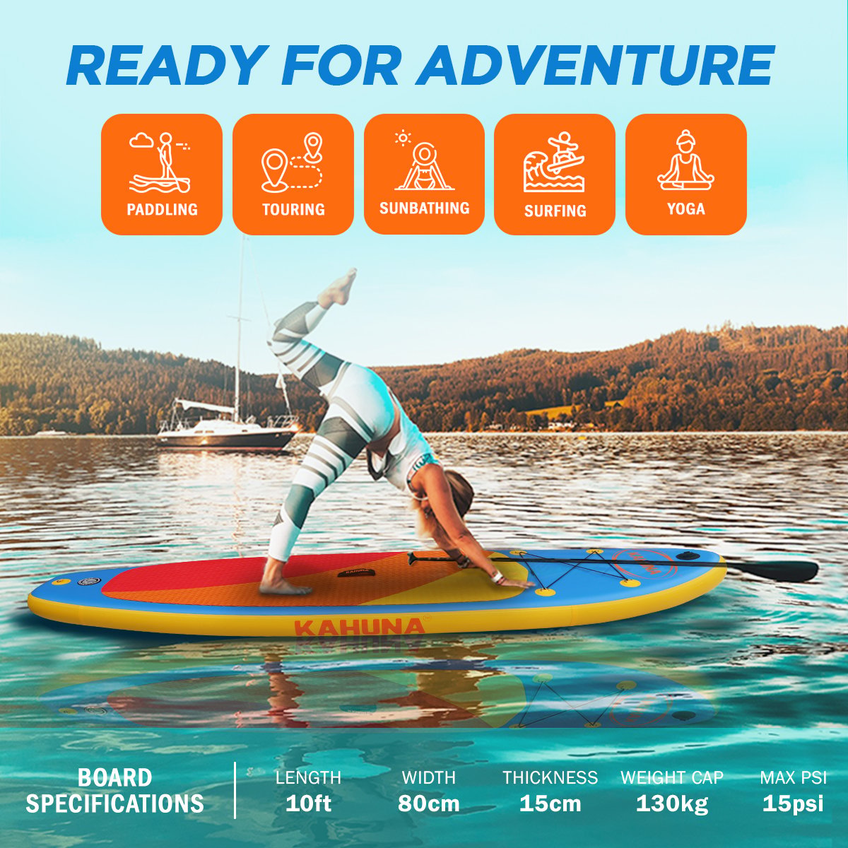 Paddleboards: Kahuna Hana Inflatable Stand Up Paddle Board 10FT w/ iSUP Accessories