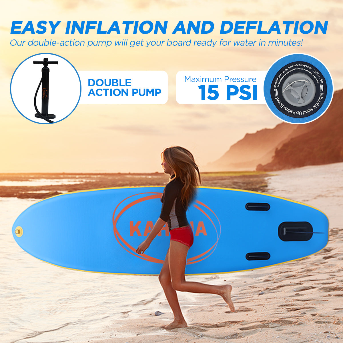 Paddleboards: Kahuna Hana Inflatable Stand Up Paddle Board 10FT w/ iSUP Accessories