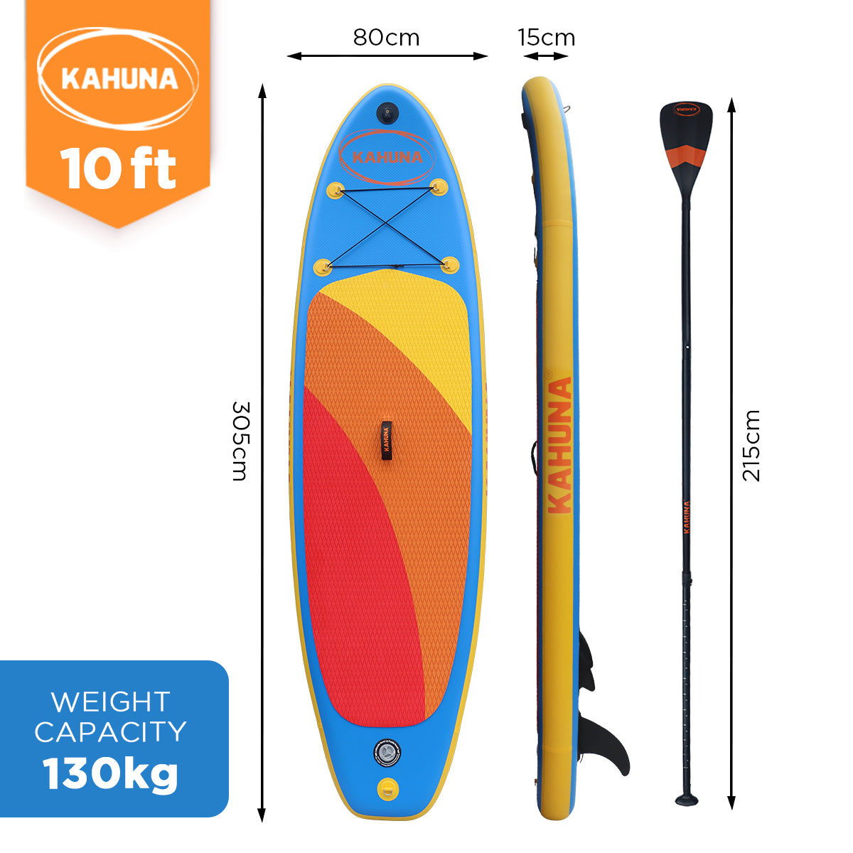 Paddleboards: Kahuna Hana Inflatable Stand Up Paddle Board 10FT w/ iSUP Accessories