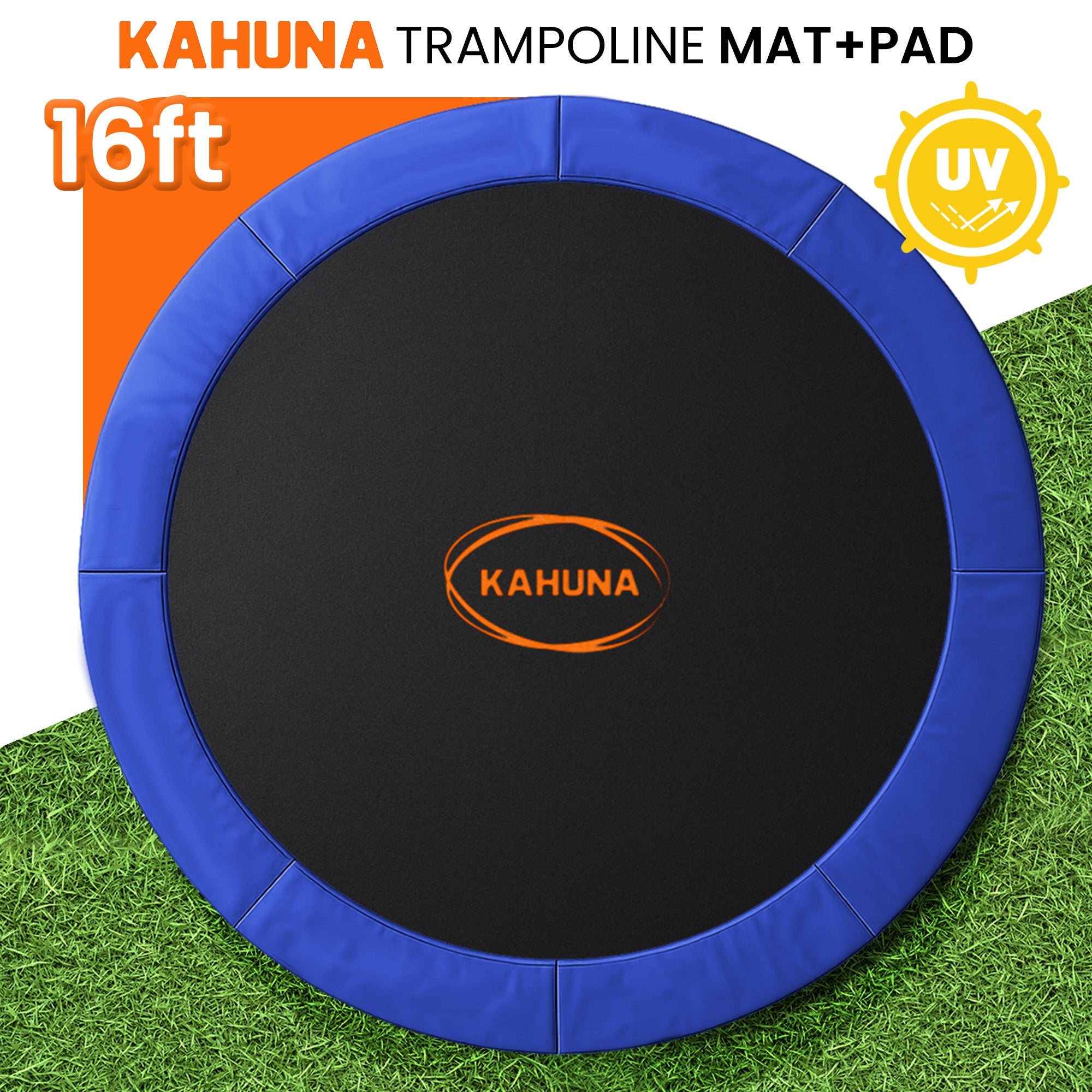 Kahuna 16ft Replacement Trampoline Safety Pad Cover and Jumping Spring Mat - Blue