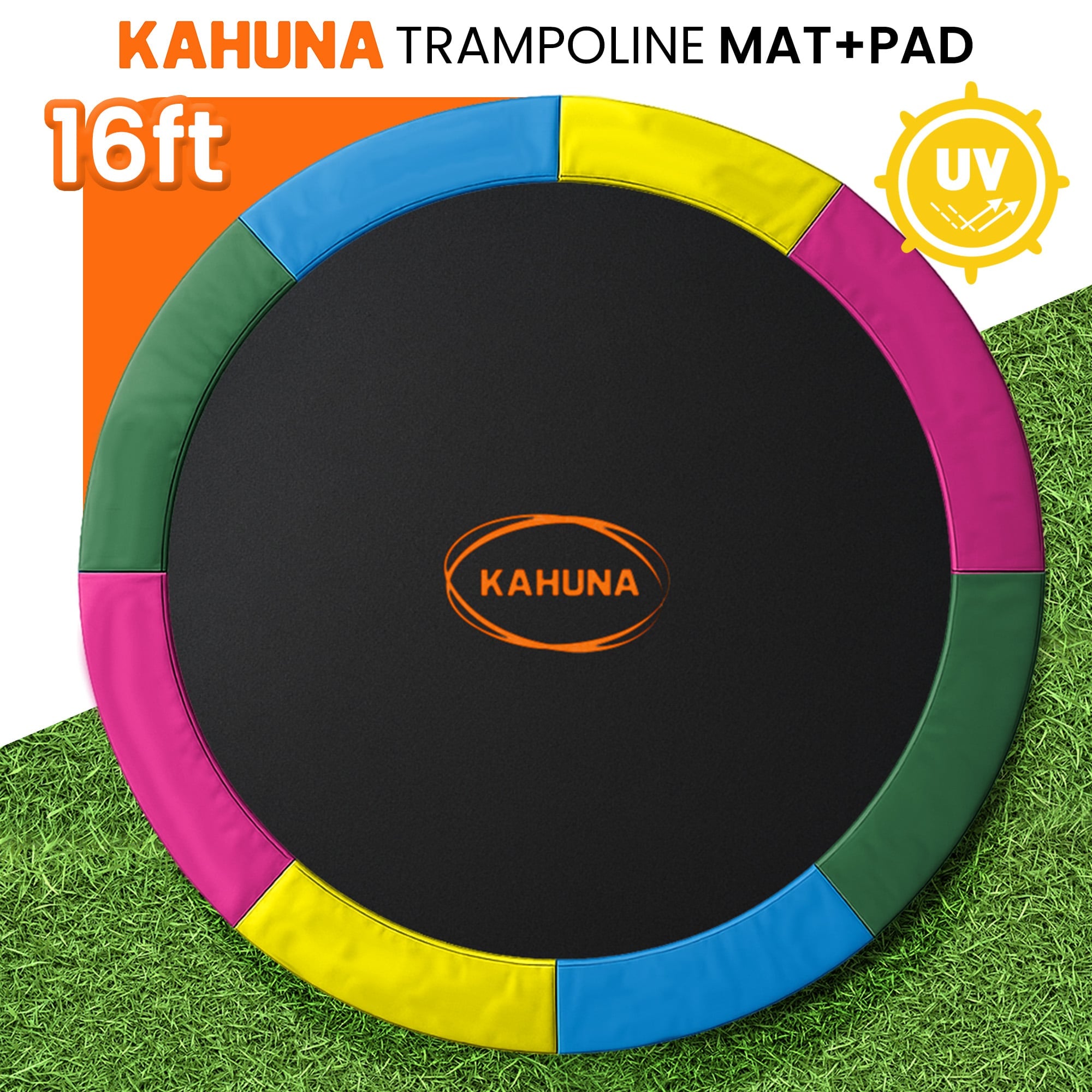 Kahuna 16ft Replacement Trampoline Safety Pad Cover and Jumping Spring Mat - Rainbow