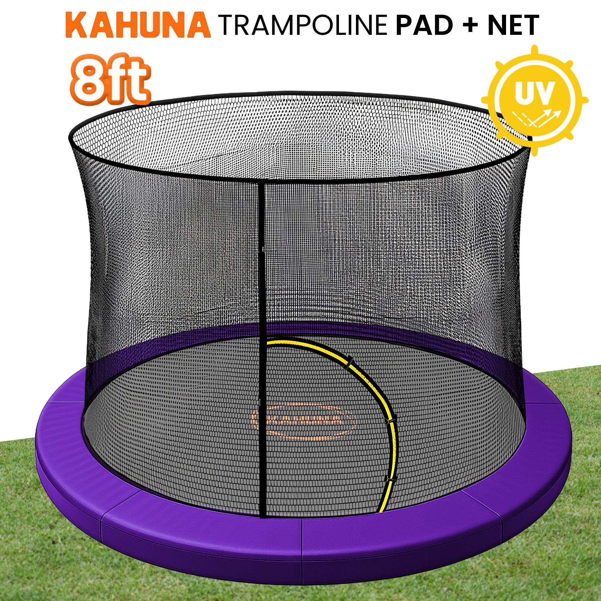 Kahuna 8ft Trampoline Pad and Net - Purple