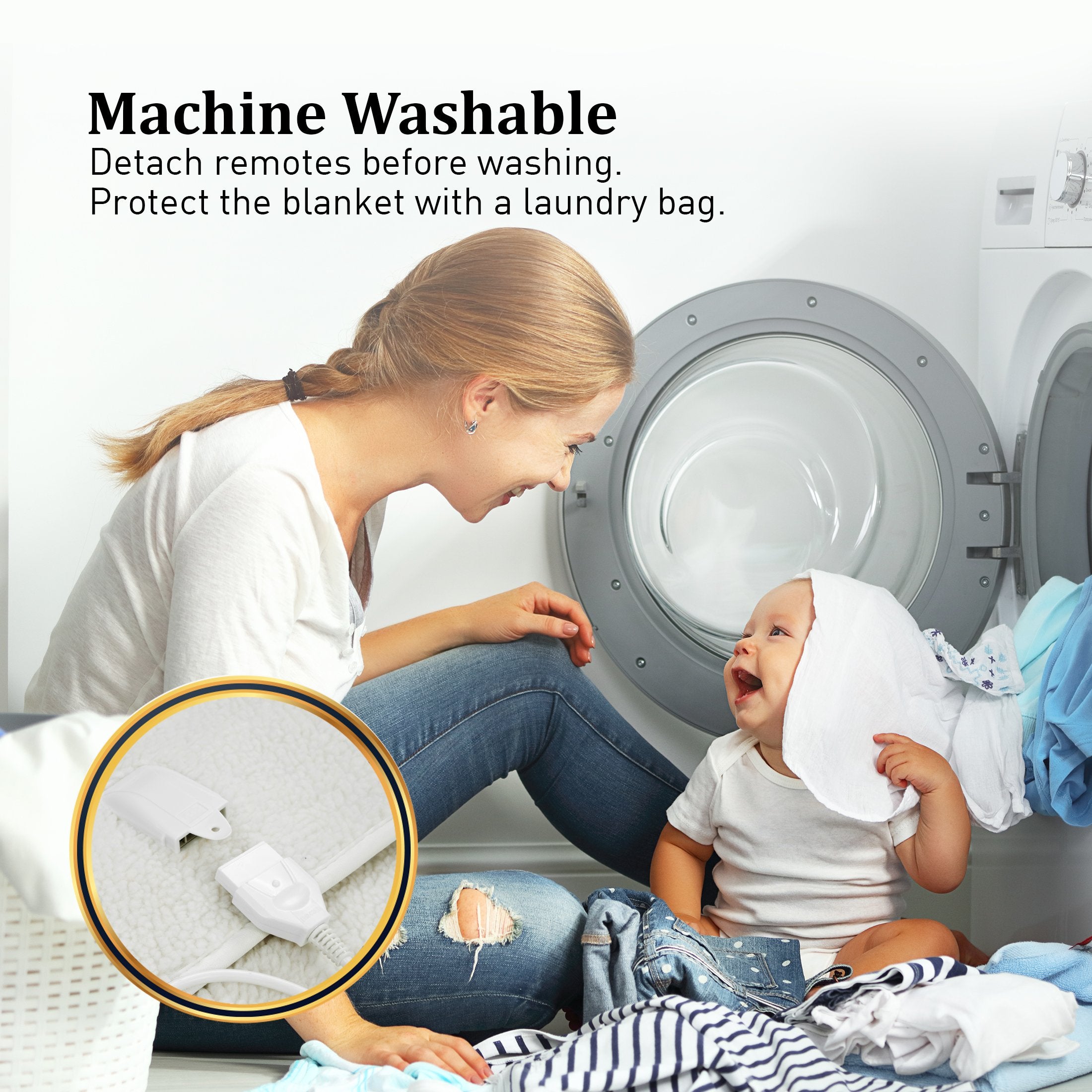 Blankets & Throws: Laura Hill Electric Blanket Heated Fitted King Size Bed Safety 9 Heat Levels
