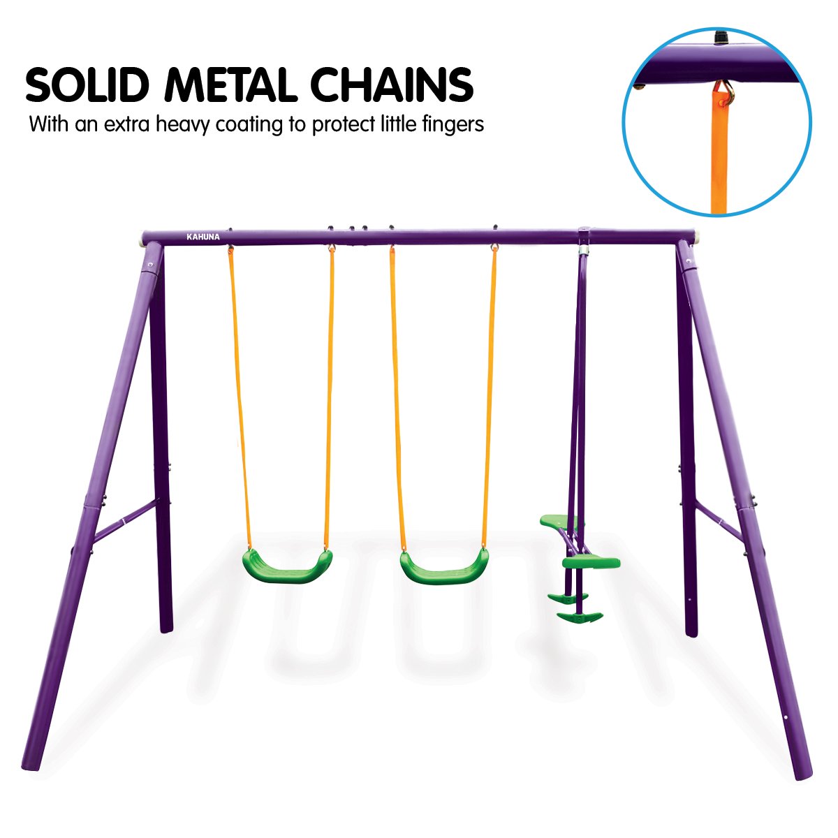 Board Games: Kahuna Kids 4-Seater Swing Set Purple Green