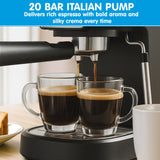 Pronti Breakfast Set with Rose Gold Kettle & Toaster with 1.2L Espresso Machine - Black