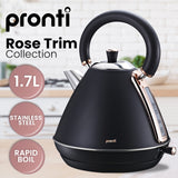 Distilling & Brewing: Pronti 1.7L Rose Trim Collection Kettle - Black