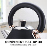 Distilling & Brewing: Pronti 1.7L Rose Trim Collection Kettle - Black