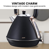 Distilling & Brewing: Pronti 1.7L Rose Trim Collection Kettle - Black