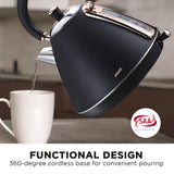 Distilling & Brewing: Pronti 1.7L Rose Trim Collection Kettle - Black