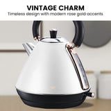 Fountain & Ponds Accessories: Pronti 1.7l Rose Trim Collection Kettle - White