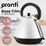 Fountain & Ponds Accessories: Pronti 1.7l Rose Trim Collection Kettle - White