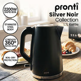 Kettles: Pronti Silver Noir Collection 1.7L Electric Kettle