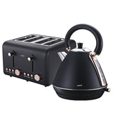 Party Supplies: Pronti Rose Trim Collection Toaster & Kettle Bundle - Black