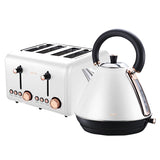Toasters & Grills: Pronti Rose Trim Collection Toaster & Kettle Bundle - White