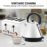 Toasters & Grills: Pronti Rose Trim Collection Toaster & Kettle Bundle - White
