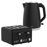 Kettles: Pronti Silver Noir Collection 4 Slice Toaster and Kettle Bundle