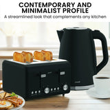 Kettles: Pronti Silver Noir Collection 4 Slice Toaster and Kettle Bundle