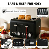 Kettles: Pronti Silver Noir Collection 4 Slice Toaster and Kettle Bundle