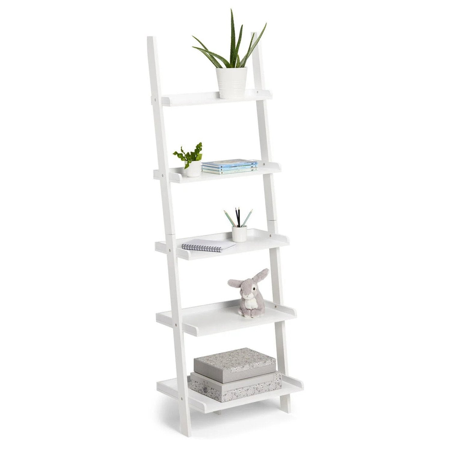 Bookcases & Shelves: Sarantino Aster 5-Tier Ladder Shelf in White