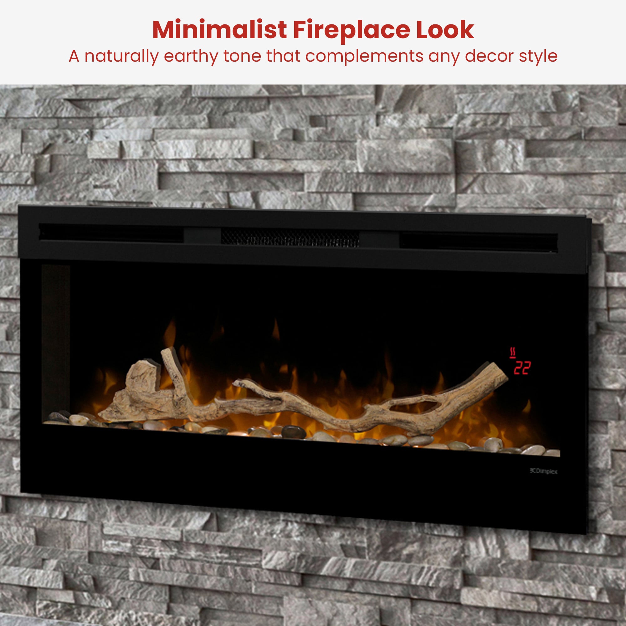 Dimplex 34-inch Linear Fireplace Driftwood and River Rock Accessory Package