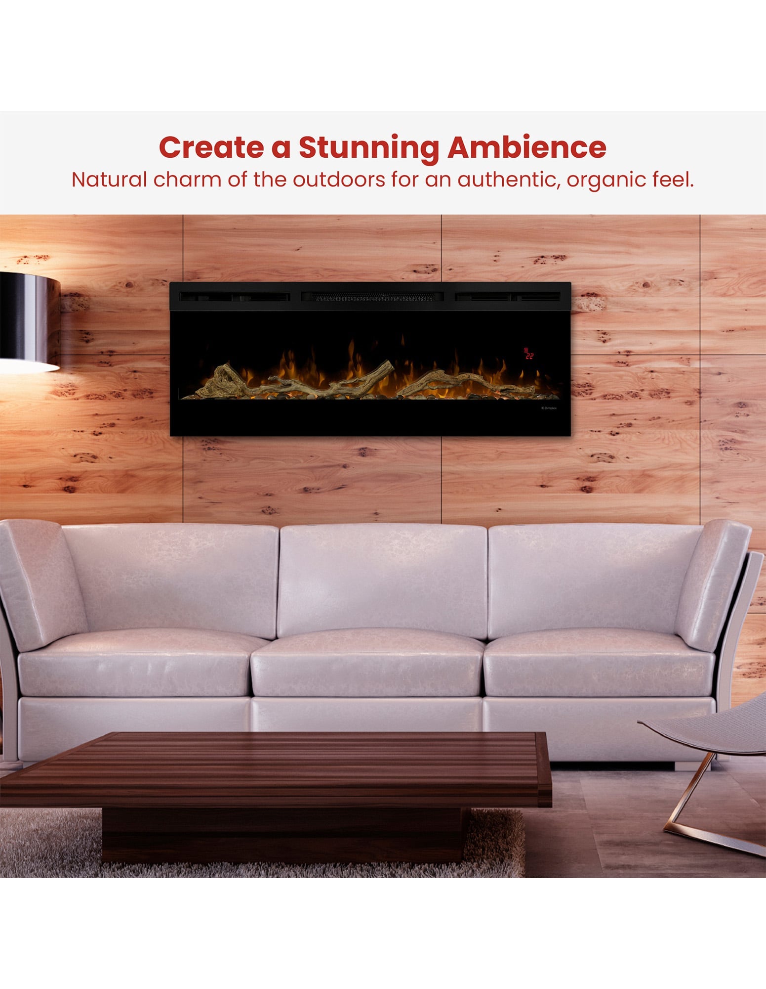 Dimplex 50-inch Linear Fireplace Driftwood and River Rock Accessory Package