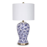 Arm Chairs & Recliners: Sarantino Table Lamp Ceramic Floral Base Cotton Drum Shade