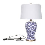 Arm Chairs & Recliners: Sarantino Table Lamp Ceramic Floral Base Cotton Drum Shade