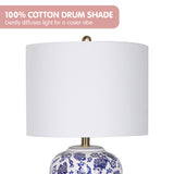 Arm Chairs & Recliners: Sarantino Table Lamp Ceramic Floral Base Cotton Drum Shade